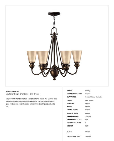 Mayflower 6 Licht Kronleuchter - Olde Bronze