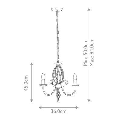 Artisan 3 Lichter Kronleuchter - Messing gealtert - Clicklights Shop