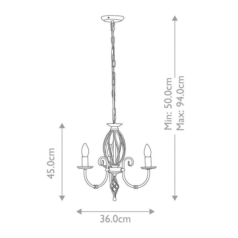 Artisan 3 Lichter Kronleuchter - Messing gealtert - Clicklights Shop