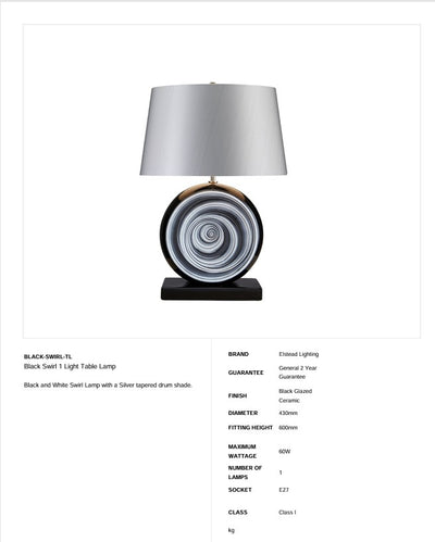 Schwarze Swirl 1 Leuchttischleuchte (Neuheit)