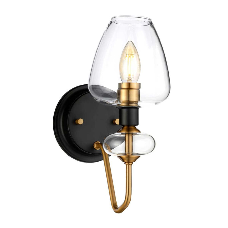 Armand 1 Light Wandleuchte - Gealtertes Messing plattiert & Anthrazitschwarz lackiert