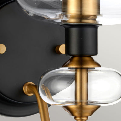 Armand 1 Light Wandleuchte - Gealtertes Messing plattiert & Anthrazitschwarz lackiert