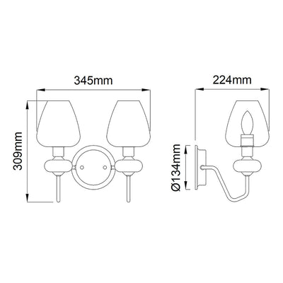 Armand 2 Light Wandleuchte - Gealtertes Messing plattiert & Anthrazitschwarz lackiert - Clicklights Shop