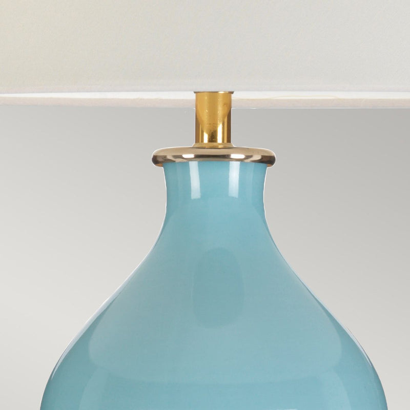 Harbin Gourd 1 Light Tischleuchte mit hohem Empire - Entenei Blau mit cremefarbenem Schirm (Neuheit)