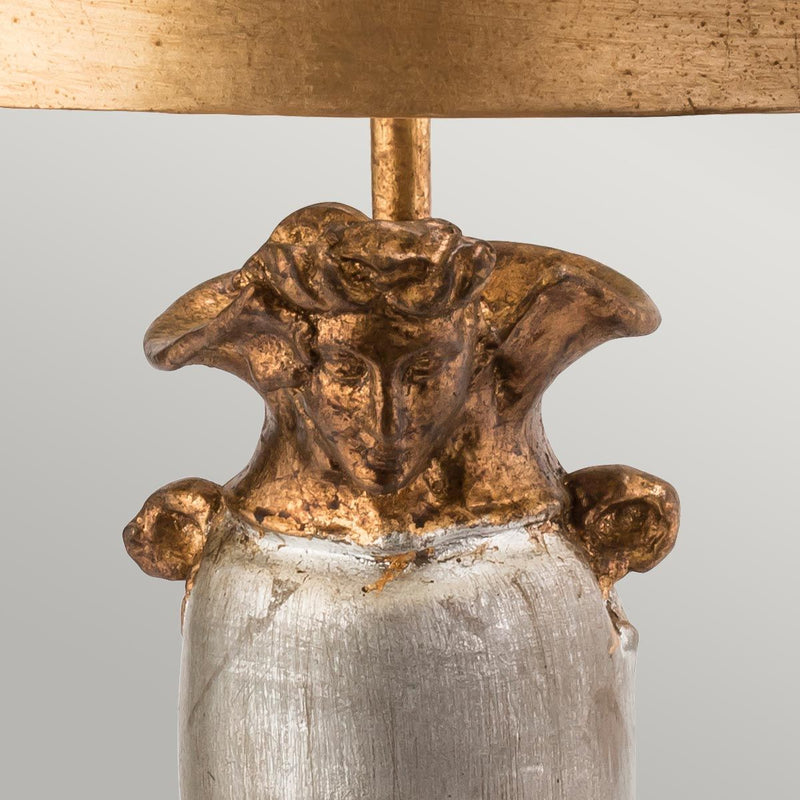 Bienville 1 Light Tischleuchte - Silber/Gold und Braun mit vergoldetem Goldschirm
