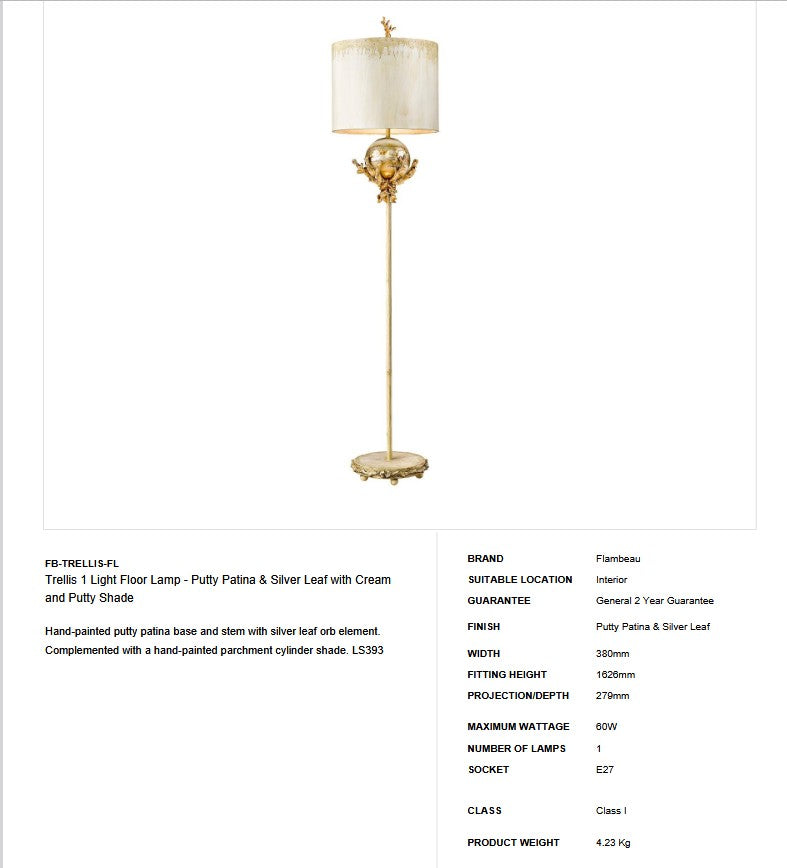 Trellis 1 Light Floor Lamp - Clicklights Shop