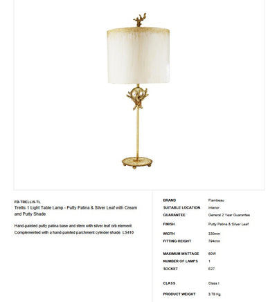 Trellis 1 Light Table Lamp - Clicklights Shop
