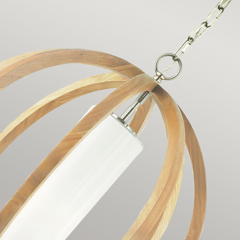 Allier 1 Light Small Pendelleuchte - Helles Holz/Stahl gebürstet