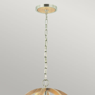 Allier 1 Light Small Pendelleuchte - Helles Holz/Stahl gebürstet