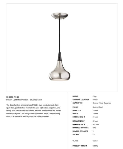 Beso 1 Light Mini Pendelleuchte - Stahl gebürstet