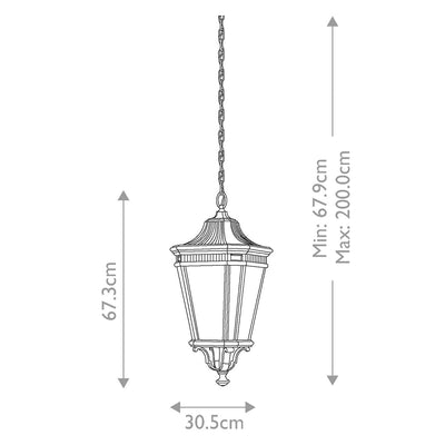 Cotswold Lane 3 Light Große Kettenlaterne - Schwarz - Clicklights Shop