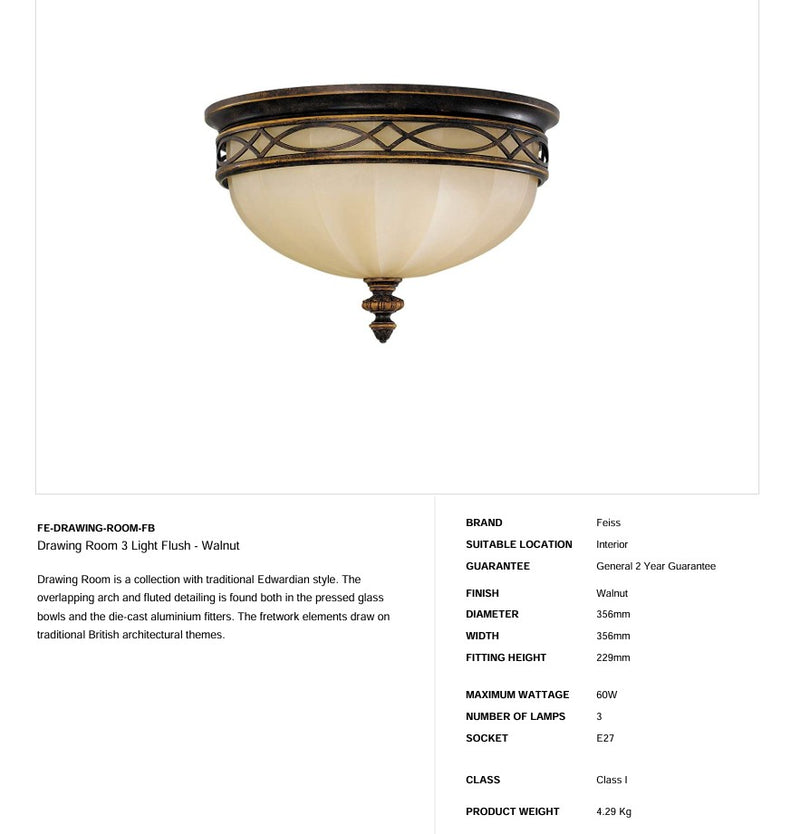 Salon 3 Light Flush - Nussbaum - Clicklights Shop