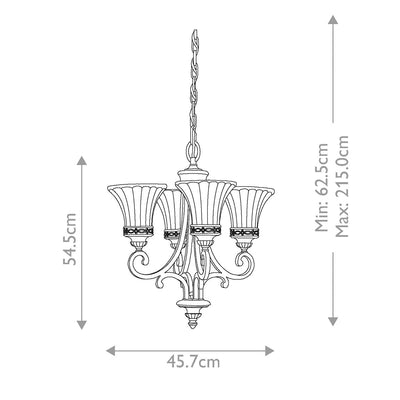 Drawing Room 4 Light Kronleuchter - Nussbaum - Clicklights Shop