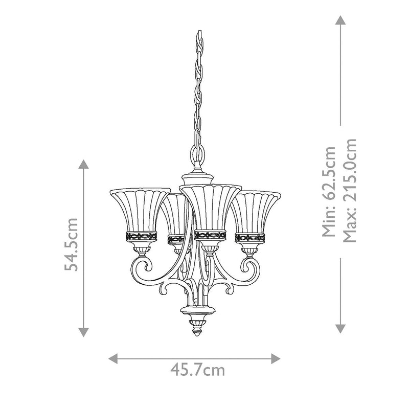 Drawing Room 4 Light Kronleuchter - Nussbaum - Clicklights Shop