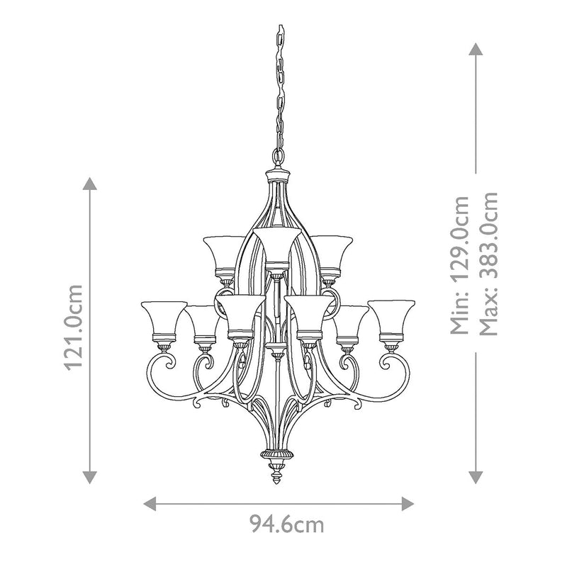 Drawing Room 9 Light Kronleuchter - Nussbaum - Clicklights Shop