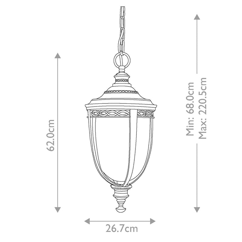 English Bridle 3 Light Large Chain Lantern - Black