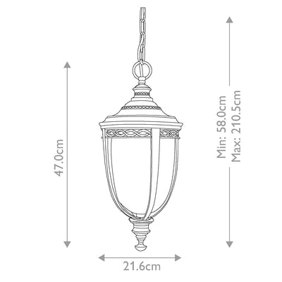 English Bridle 3 Light Medium Kette Laterne - Schwarz - Clicklights Shop