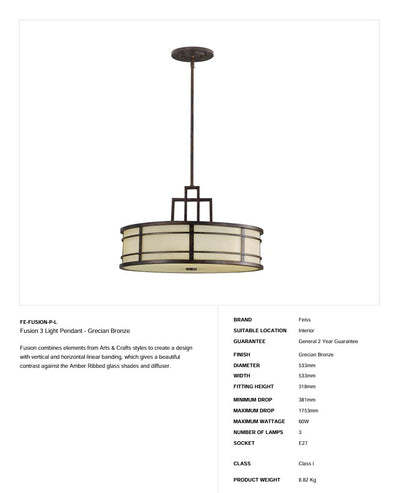 Fusion 3 Light Pendelleuchte - Griechische Bronze