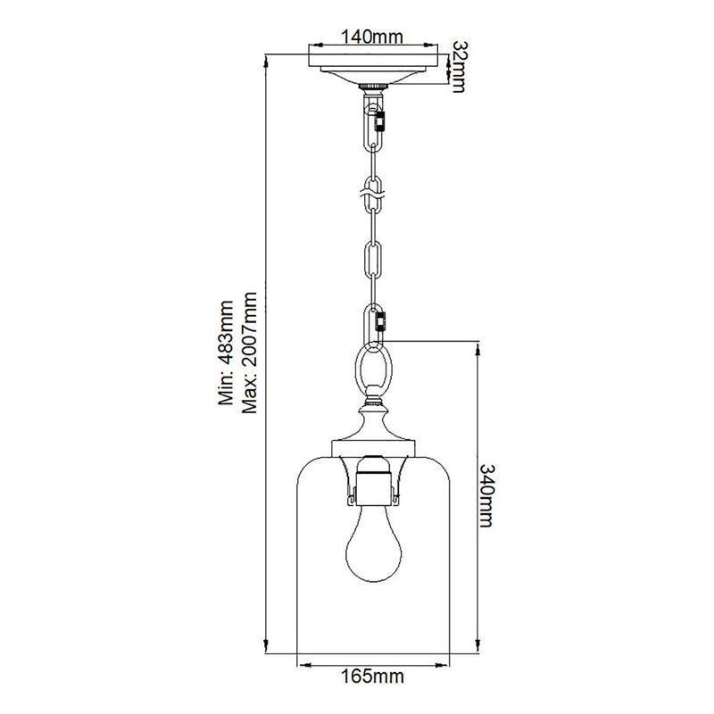 Hounslow 1 Light Pendelleuchte Poliertes Nickel - Poliertes Nickel - Clicklights Shop