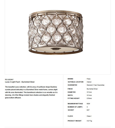 Lucia 2 Light Flush - Clicklights Shop
