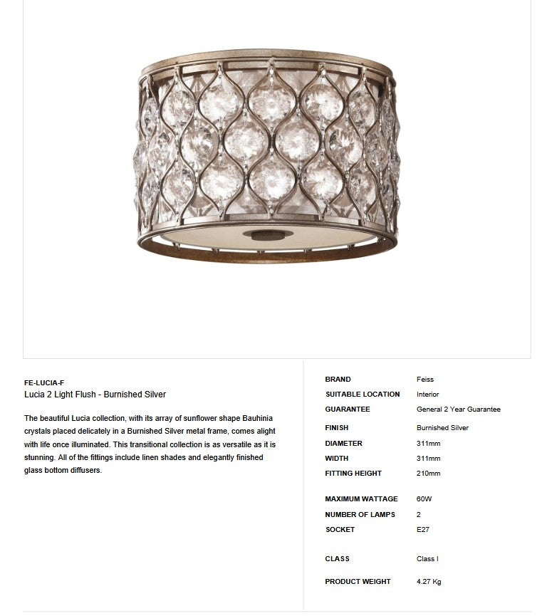 Lucia 2 Light Flush - Clicklights Shop