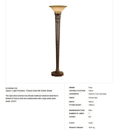Opera 1 Light Torchiere - Clicklights Shop