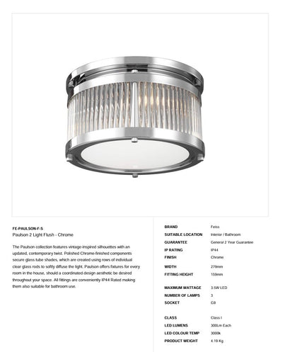 Paulson 2 Light Flush - Chrom - Clicklights Shop