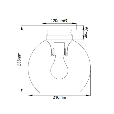 Tabby 1 Light Flush Light - Nickel poliert - Clicklights Shop
