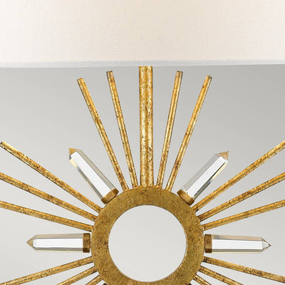 Sun King 1 Light Tischleuchte - Distressed Gold, Cremefarbener Schirm - Clicklights Shop