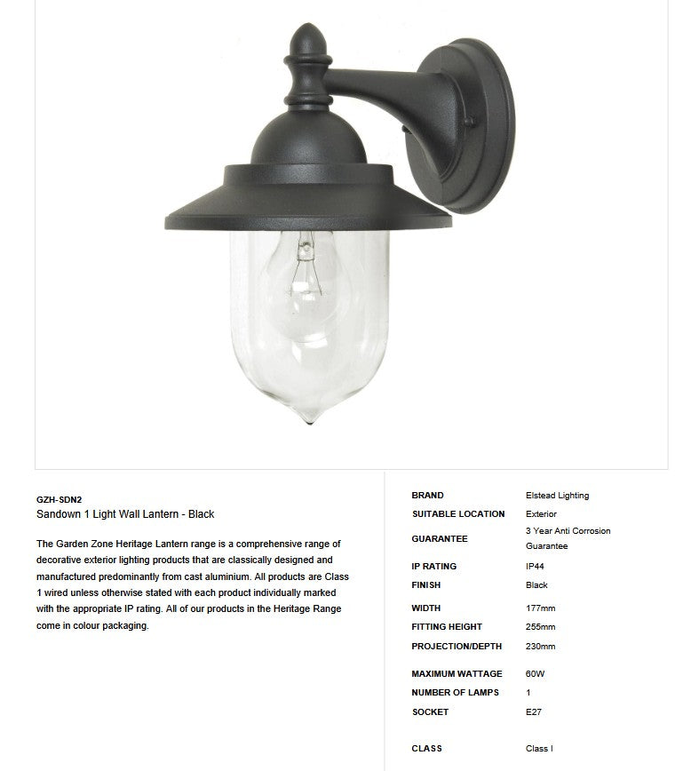 Sandown 1 Light Wall Lantern - Clicklights Shop