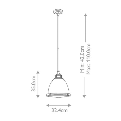 Amelia 1 Light Medium Pendelleuchte - Nickel poliert
