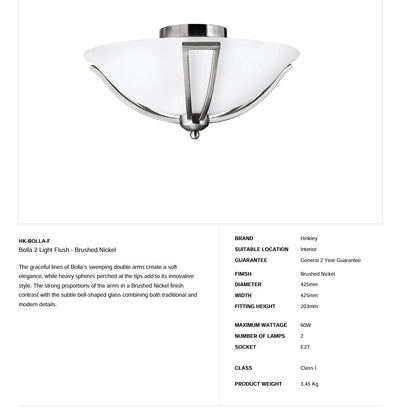 Bolla 2 Light Flush - Nickel gebürstet - Clicklights Shop