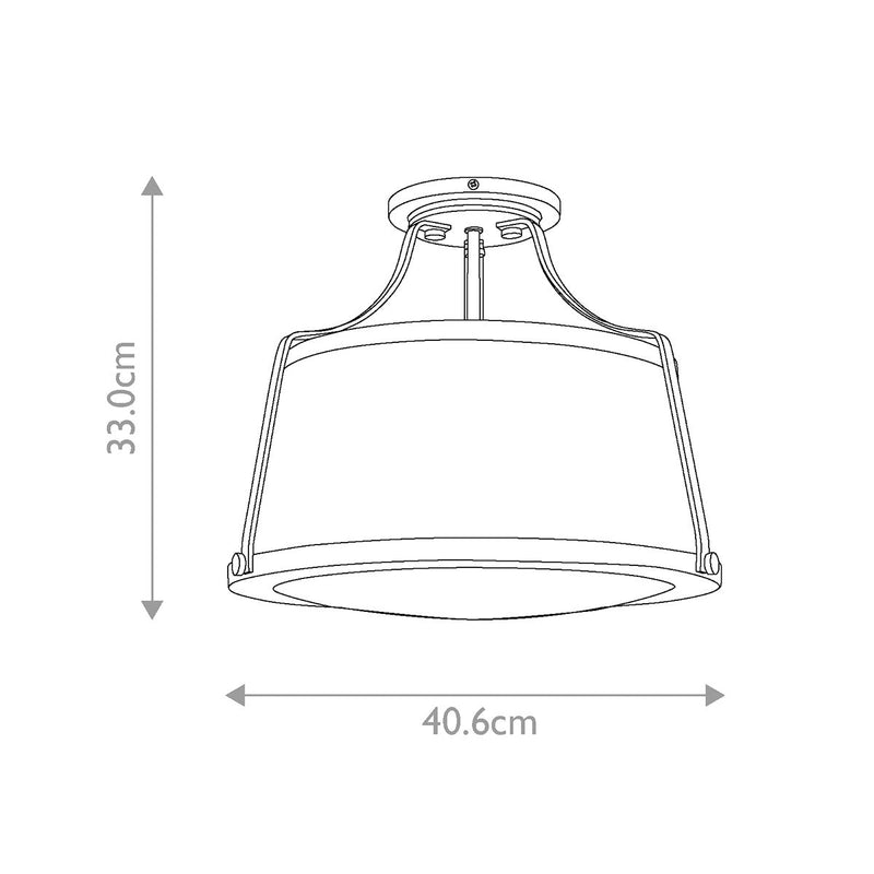 Charlotte 3 Light Semi-Flush - Gebürstetes Karamell, Leinenschirm - Clicklights Shop