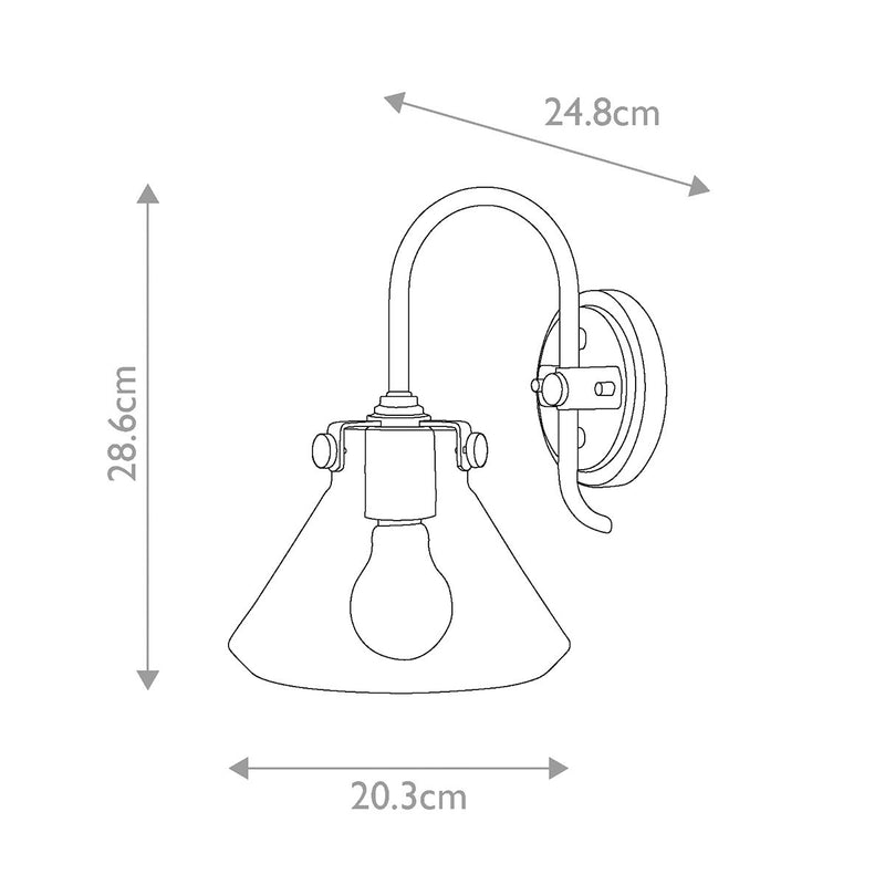 Congress 1 Light Wandleuchte aus Klarglas - Chrom (Abverkauf)