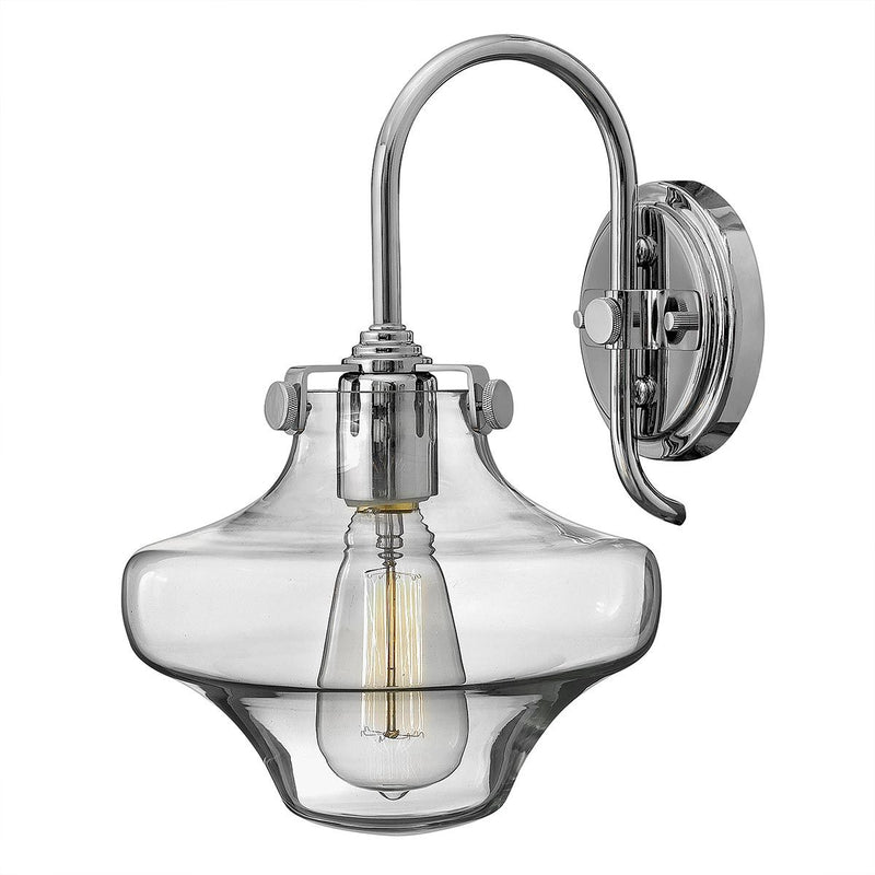 Congress 1 Light Wandleuchte aus klarem Stufenglas - Chrom (Abverkauf)