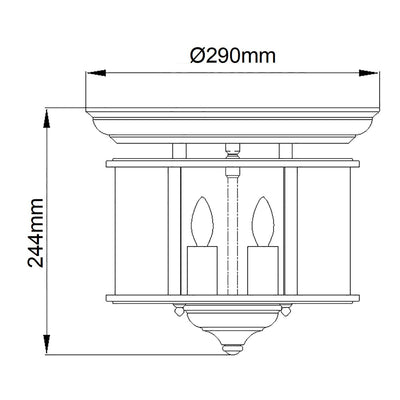 Gentry 3 Light Flush - Messing poliert - Clicklights Shop