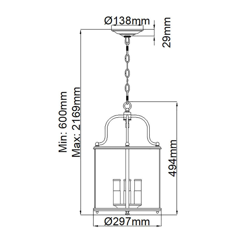 Gentry 4 Light Medium Pendelleuchte - Messing poliert - Clicklights Shop