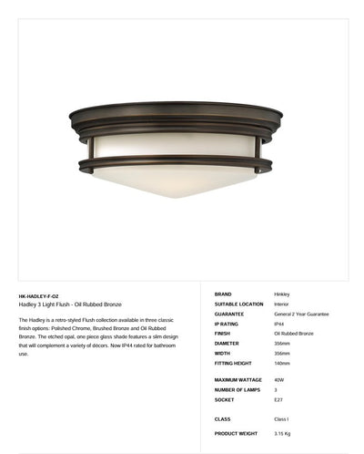 Hadley 3 Light Flush - Ölgeriebene Bronze - Clicklights Shop