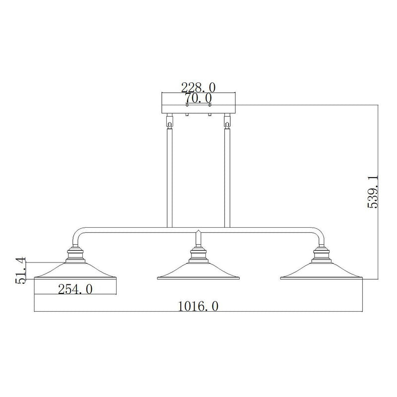 Rigby 3 Light Island Kronleuchter - Buckeye Bronze und Messing
