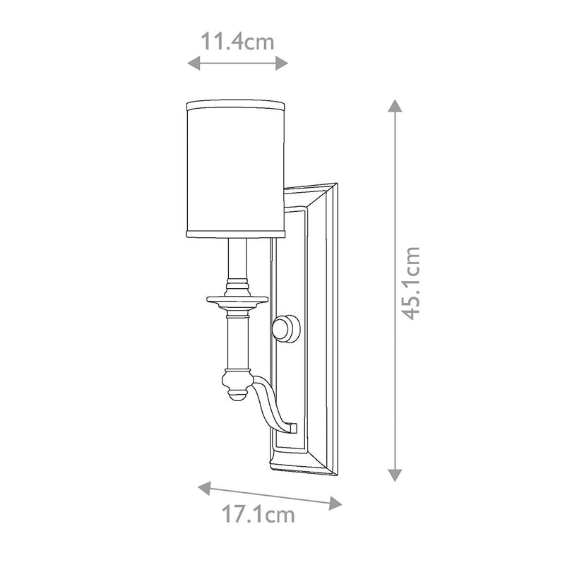 Sussex 1 Light Wandleuchte - Nickel gebürstet