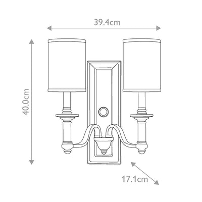 Sussex 2 Light Wandleuchte - Nickel gebürstet