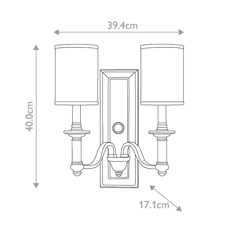 Sussex 2 Light Wandleuchte - Nickel gebürstet