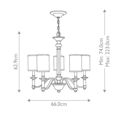 Sussex 5 Light Kronleuchter - Nickel gebürstet