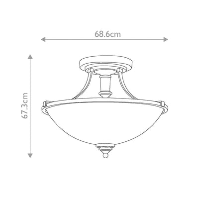 Truman 3 Licht Halbsäule - Antik Nickel