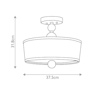 Zelda 3 Light Semi-Flush - Vintage Messing