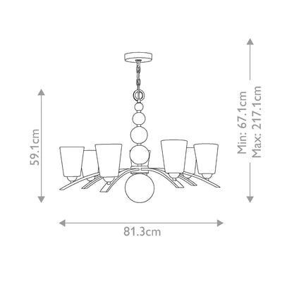 Zelda 7 Light Chandelier - Vintage Brass