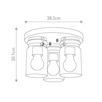 Brinley 3 Light Flush - Nickel gebürstet
