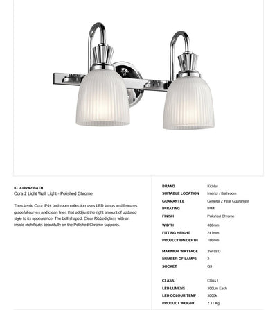 Cora 2 Light Wandleuchte - Chrom poliert