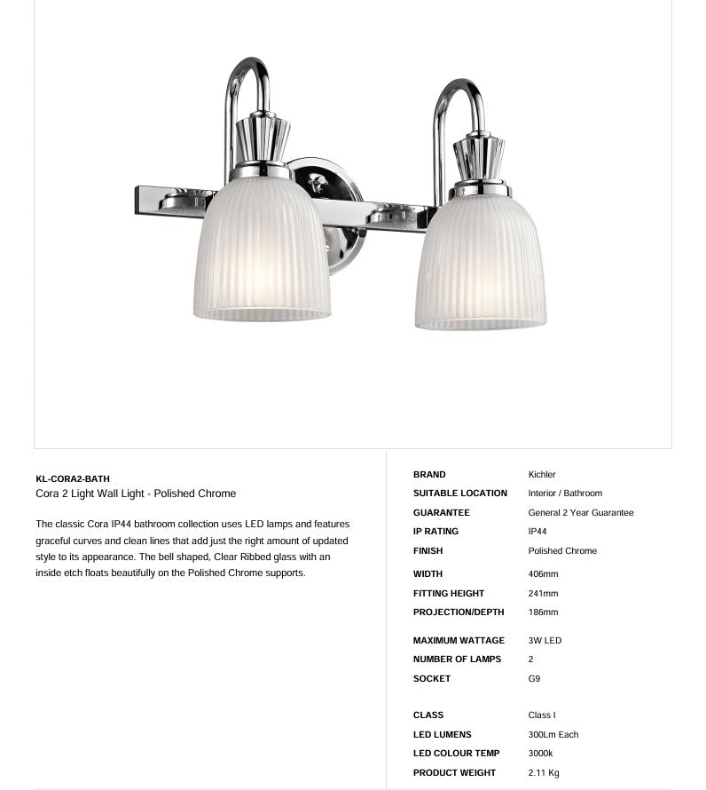 Cora 2 Light Wandleuchte - Chrom poliert