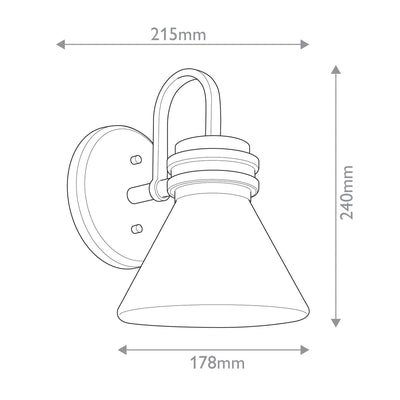 Farum 1 lt Wandleuchte - Chrom poliert oder Bronze oder Schwarz mit Bronze (Neuheit)